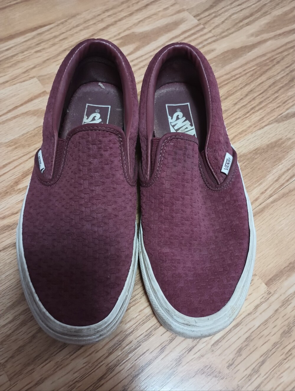 Vans Slip On Shoes. Burgundy Textured Suede. Women's 8. Men's 6.5
